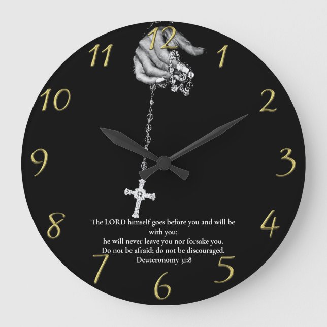 Grande Horloge Ronde Deutéronome 31:8 croix de retenue manuelle (Recto)