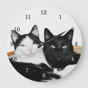Grande Horloge Ronde Deux chats amoureux