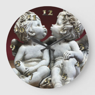 Grande Horloge Ronde Deux Cherubs Ange Céleste