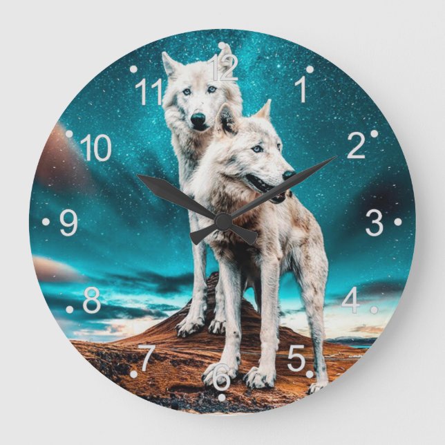 Grande Horloge Ronde Deux loups de l'Arctique (Recto)