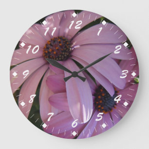Grande Horloge Ronde Deux marguerites pourpres