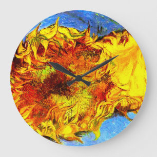 Grande Horloge Ronde Deux tournesols coupés Van Gogh