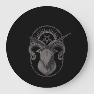 Grande Horloge Ronde Devil Goat Pentagram Baphomet Satan Occult Satanic