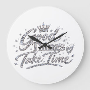 Grande Horloge Ronde Devis Couronne de Cristal Luxueux