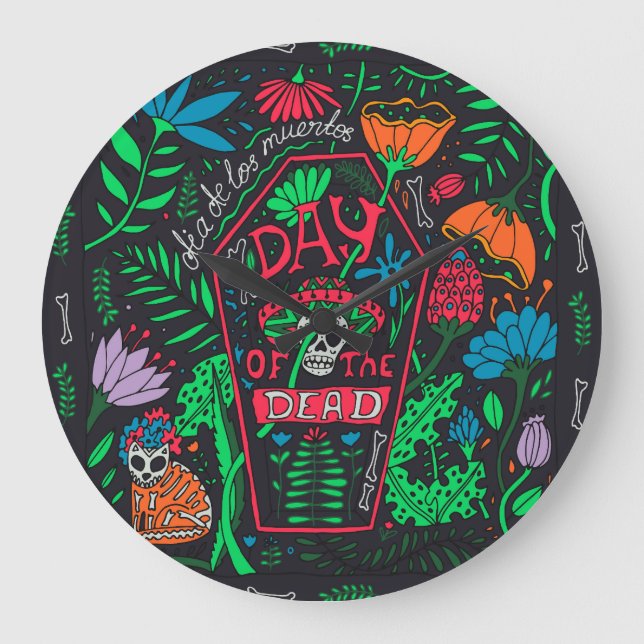 Grande Horloge Ronde Dia de los Muertos : Jeu de cartes de fête (Recto)