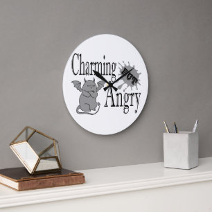 Grande Horloge Ronde Diablotin charmant mais en colère citation drôle d
