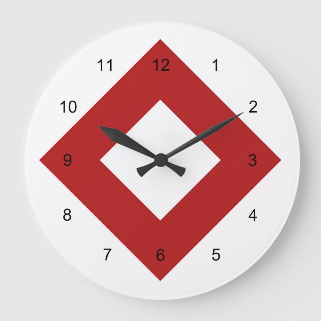 Grande Horloge Ronde Diamant blanc, Bordure rouge gras (Recto)