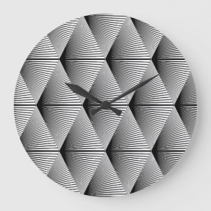 Grande Horloge Ronde Diamant Géométrique : Conception Vintage monochrom