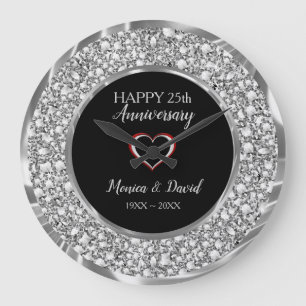 Grande Horloge Ronde Diamants 25e anniversaire du Mariage