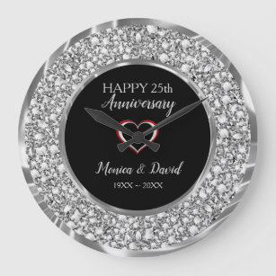 Grande Horloge Ronde Diamants 25e anniversaire du Mariage