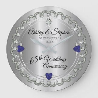 Grande Horloge Ronde Diamants d'épinette bleue 65e anniversaire de Mari
