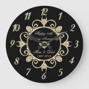 Grande Horloge Ronde Diamants d'or 25e anniversaire du Mariage