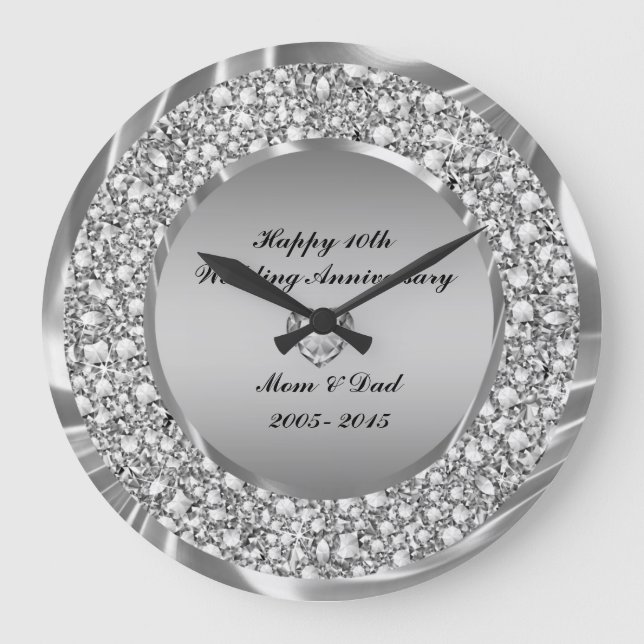 Grande Horloge Ronde Diamants et argent 10e anniversaire de mariage (Recto)