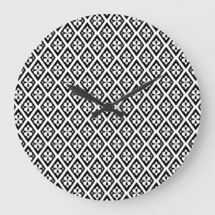 Grande Horloge Ronde Diamants médiévaux - noir et blanc