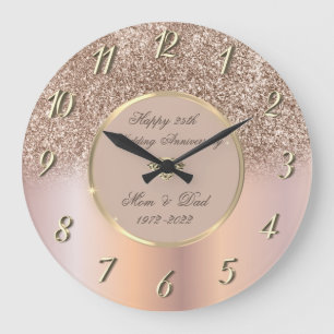 Grande Horloge Ronde Diamants Rose Gold Pailleté 50e Anniversaire de Ma