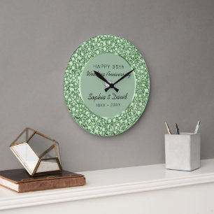 Grande Horloge Ronde Diamants verts Look Mariage Anniversaire