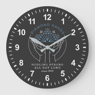 Grande Horloge Ronde Diamond Hands Stock & Crypto Trader Funny