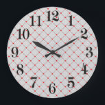 Grande Horloge Ronde Diamond Shaped Red Heart & Line Art<br><div class="desc">This design feestbright red hearts almost connected by diagonal red making a diamond shape, or a square rotated 45 degrees. A simple pattern and theme that doesn't scream romance from the highest mountain, perfectly acceptable as a gift to friends and family as well as in the workplace. Feel free to...</div>