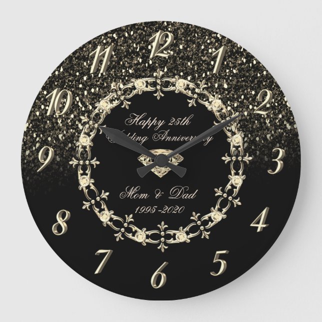 Grande Horloge Ronde Diamonds Black Parties scintillant 25e anniversair (Recto)