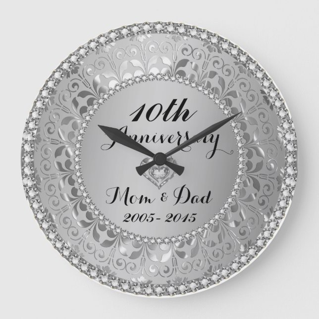 Grande Horloge Ronde Diamonds et Silver 10th Wedding Anniversary (Recto)