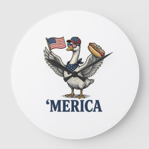 Grande Horloge Ronde Dinde patriotique 'Merica Hot Dog Vintage Chemise