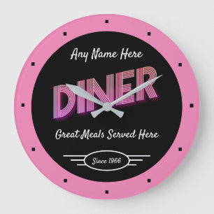 Grande Horloge Ronde Diner N'Importe Quel Nom Depuis Date Retro Look Ro