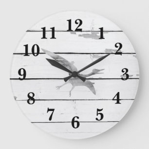 Grande Horloge Ronde Dinosaure Pterodactyl Decor Rustic Shiplap