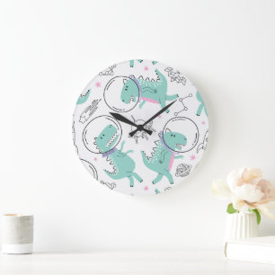 Grande Horloge Ronde Dinosaures de l'espace, Dinosaures mignons, Navire