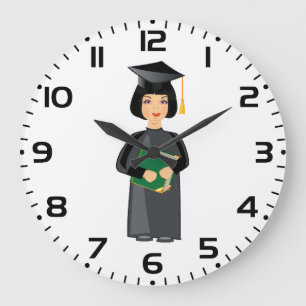Grande Horloge Ronde Diplômée en toque et toge noirs