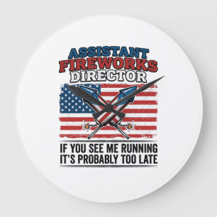 Grande Horloge Ronde Directeur adjoint de feux d'artifice T-shirt patri