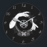 Grande Horloge Ronde Diseur de bonne aventure mystique noir Boule de cr<br><div class="desc">Personnaliser avec n'importe quel texte.</div>