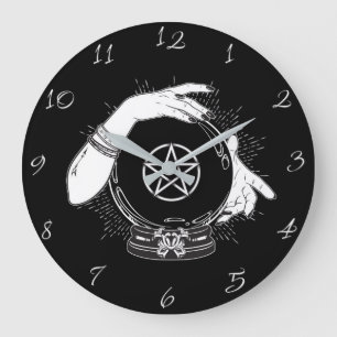 Grande Horloge Ronde Diseur de bonne aventure mystique noir Boule de cr