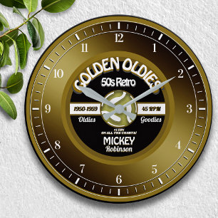 Grande Horloge Ronde Disque 45 tours Vinyle Fun Golden Oldies Personnal