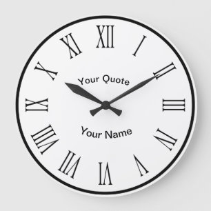 Grande Horloge Ronde Disque noir n Numéros avec chiffres romains rayonn