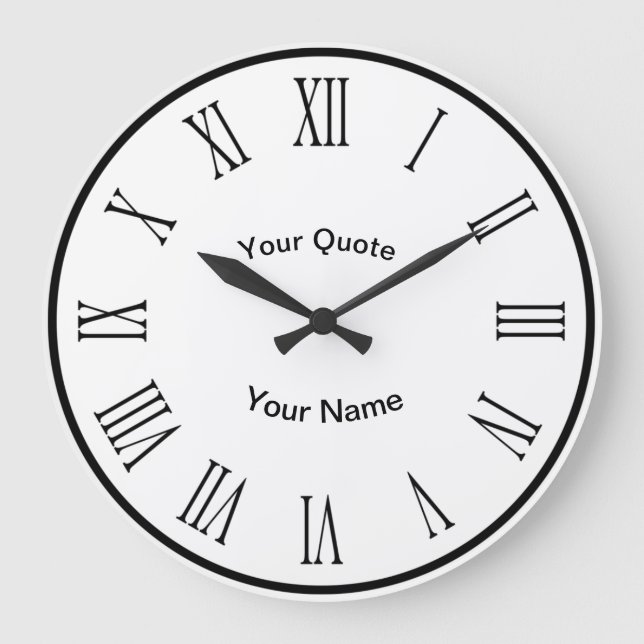 Grande Horloge Ronde Disque noir n Numéros avec chiffres romains rayonn (Recto)