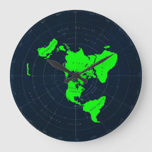 Grande Horloge Ronde Disque plat de carte Terre