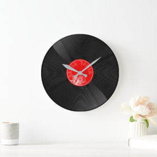 Grande Horloge Ronde Disque Vinyle Vintage - Amateur de Musique