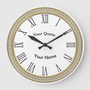 Grande Horloge Ronde Disques d'or avec chiffres romains rayonnants