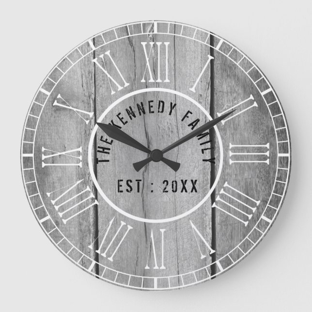Grande Horloge Ronde Distressed Gray Wood White (Recto)