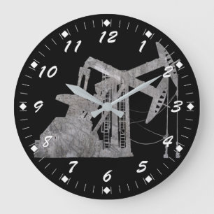 Grande Horloge Ronde Distressed metal Oilfield Design with Numbers