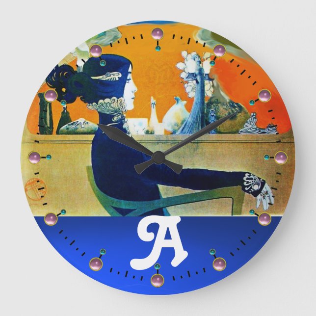 GRANDE HORLOGE RONDE DIVA EN BLEU, MONOGRAMME DE MODE BEAUTÉ (Recto)