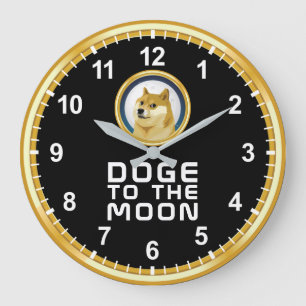 Grande Horloge Ronde Dogecoin Doge To The Moon Stock Market Crypto Hodl