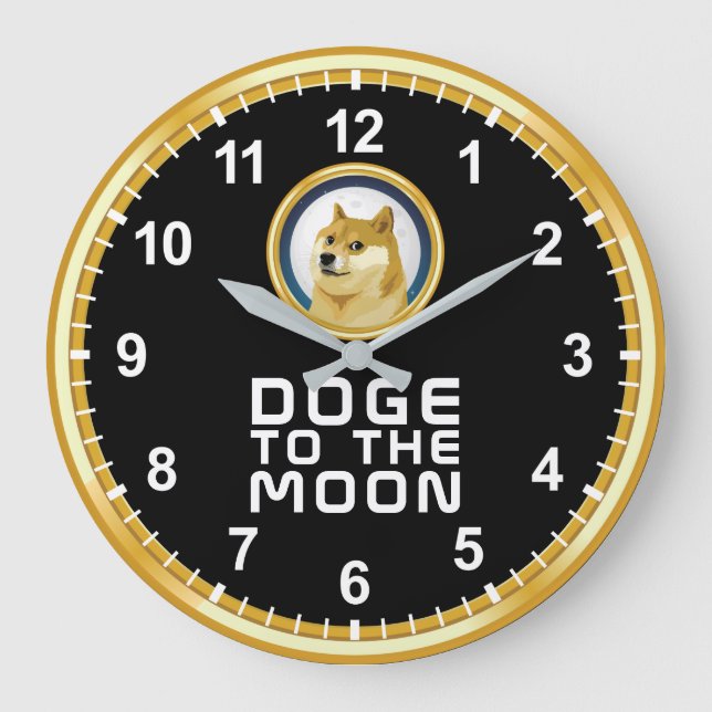 Grande Horloge Ronde Dogecoin Doge To The Moon Stock Market Crypto Hodl (Recto)