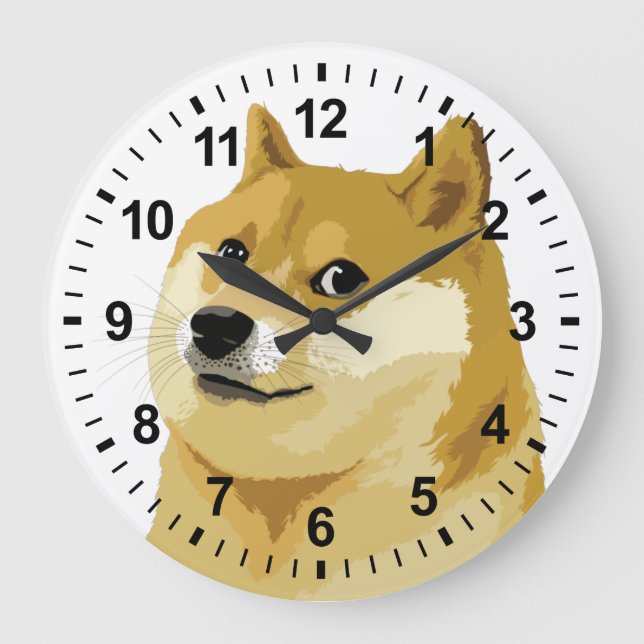 Grande Horloge Ronde Dogecoin Doge To The Moon Stock Market Crypto Hodl (Recto)