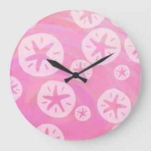 Grande Horloge Ronde Dollar de sable blanc et rose
