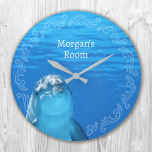 Grande Horloge Ronde Dolphin Blue Ocean Nom Modèle