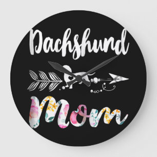 Grande Horloge Ronde Don de chien   Dachshund Mom Dachshund Floral