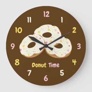 Grande Horloge Ronde Donut Time – Donuts Colorés
