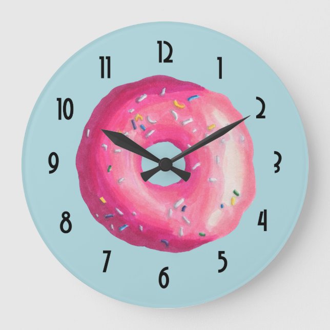 Grande Horloge Ronde Donut With Pink Frosting And Sprinkles (Recto)