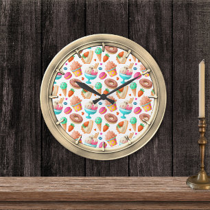 Grande Horloge Ronde Donuts et crème glacée
